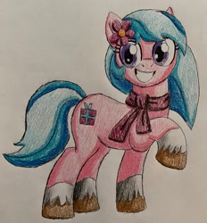 Size: 2702x2907 | Tagged: safe, artist:bozzerkazooers, dahlia, earth pony, pony, g5, high res, smiling, solo, traditional art