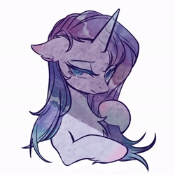 Size: 2048x2048 | Tagged: safe, artist:tkotu1, rarity, pony, unicorn, bust, crying, female, floppy ears, high res, lidded eyes, mare, messy mane, simple background, solo, white background
