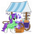 Size: 5000x5137 | Tagged: safe, artist:jennieoo, oc, oc:crescent star, crystal pony, crystal unicorn, pony, unicorn, box, cart, magic, male, market, potion, red eyes, simple background, smiling, solo, stall, stallion, telekinesis, transformation, transparent background