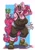 Size: 1434x2048 | Tagged: safe, artist:peachykireen, pinkie pie, earth pony, anthro, g4, anime, breasts, chubby, cleavage, clothes, cosplay, costume, crossover, female, goggles, one piece, open mouth, overalls, slingshot, solo, usopp