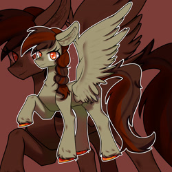 Size: 2894x2894 | Tagged: safe, alternate version, artist:nirguna st, oc, oc only, oc:pora hooft, pegasus, pony, braid, high res, looking at you, pegasus oc, smiling, solo, spread wings, wings, zoom layer