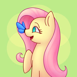 Size: 864x864 | Tagged: safe, artist:castawayke, fluttershy, butterfly, pegasus, pony, g4, butterfly on nose, cute, insect on nose, no pupils, profile, shyabetes, solo