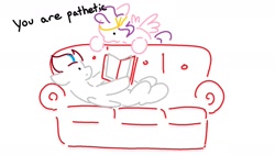 Size: 1600x900 | Tagged: safe, artist:attila, pipp petals, zipp storm, pegasus, pony, g5, book, couch, duo, female, lying down, mare, on back, reading, royal sisters (g5), siblings, simple background, sisters, white background