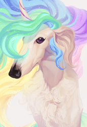 Size: 1300x1900 | Tagged: safe, artist:yuyusunshine, princess celestia, dog, g4, borzoi, dogified, doglestia, solo, species swap, sunmutt