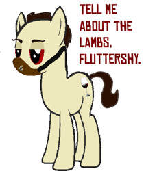 Size: 423x462 | Tagged: safe, earth pony, pony, crossover, hannibal lecter, muzzle, ponified, silence of the lambs, simple background, text, white background