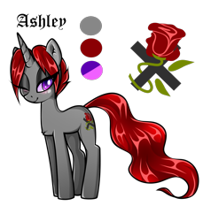 Size: 1900x2000 | Tagged: safe, artist:loverashley, oc, oc only, oc:ashley, pony, unicorn, female, flower, horn, makeup, mare, one eye closed, rose, simple background, solo, transparent background, unicorn oc, wink