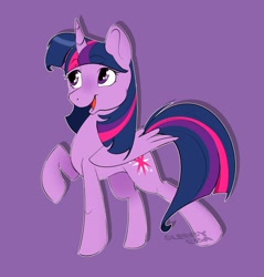 Size: 1957x2048 | Tagged: safe, artist:sleebyeba, twilight sparkle, alicorn, pony, g4, female, purple background, raised hoof, simple background, solo, twilight sparkle (alicorn)
