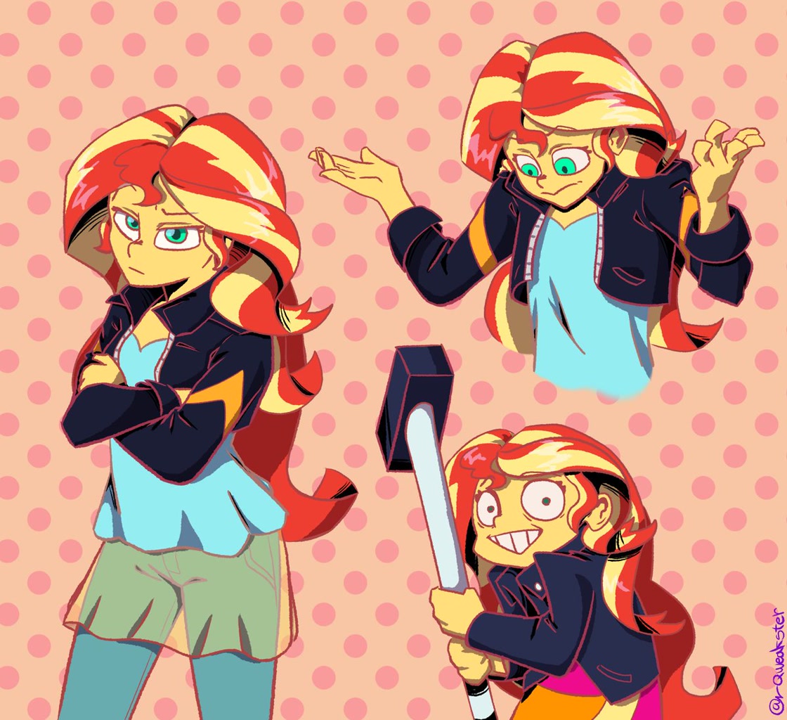 3051006 safe, artistqweakster, sunset shimmer, human, equestria