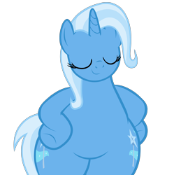 Size: 4900x4915 | Tagged: safe, artist:mrvector, trixie, pony, unicorn, g4, absurd resolution, belly, bipedal, both cutie marks, bottom heavy, butt, chubby, cute, female, grin, large butt, mare, plump, simple background, smiling, smug, solo, the ass was fat, thighs, thunder thighs, transparent background, vector, wide hips