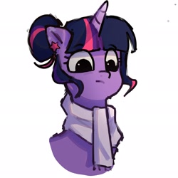 Size: 2048x2048 | Tagged: safe, artist:cherriimiu, twilight sparkle, pony, g4, clothes, female, high res, scarf, simple background, solo, white background