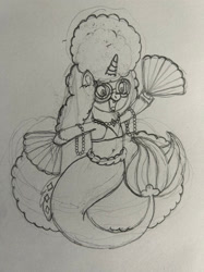 Size: 1280x1707 | Tagged: safe, sea pony, unicorn, an american tail, an american tail: fievel goes west, bra, bracelet, bushy hair, clothes, diamonds, fan, generosity, goggles, jewelry, necklace, seaponified, seashell, species swap, tanya mouskewitz, the girl you left behind, underwear
