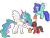 Size: 3040x2304 | Tagged: safe, artist:supahdonarudo, princess celestia, oc, oc:ironyoshi, oc:sea lilly, alicorn, classical hippogriff, hippogriff, pony, unicorn, g4, birthday, cake, flying, food, hat, high res, holding, party hat, plate, present, simple background, transparent background, trio