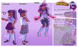 Size: 1035x624 | Tagged: safe, artist:geluatekurama, sci-twi, twilight sparkle, human, equestria girls, g4, anime, boots, clothes, crossover, crystal guardian, dark skin, female, geode of telekinesis, high heel boots, human coloration, magical geodes, my hero academia, shoes, solo