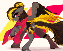 Size: 5566x4456 | Tagged: safe, artist:krissstudios, oc, pegasus, pony, clothes, colored wings, female, mare, scarf, solo, two toned wings, wings