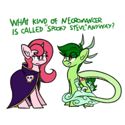 Size: 1024x1024 | Tagged: safe, artist:princessfaeron, oc, oc:melon slice, oc:miracle, pony, unicorn, clothes, cosplay, costume, duo, female, flight rising, mare, rule the world, simple background, spooky steve, transparent background, windsinger