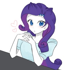Size: 705x687 | Tagged: safe, artist:rainn__1026, rarity, human, equestria girls, g4, :o, eared humanization, female, hands together, heart, looking at you, open mouth, simple background, solo, white background
