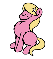 Size: 1275x1414 | Tagged: safe, artist:professorventurer, lily, lily valley, earth pony, pony, g4, chest fluff, cute, eyes closed, female, fluffy, leg fluff, lilybetes, mare, missing cutie mark, peacocking, showing off, smiling, solo