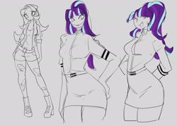 Size: 1750x1250 | Tagged: safe, artist:ecstasydemon, starlight glimmer, human, equestria girls, g4, clothes, frown, sketch, skirt, smiling, solo, standing