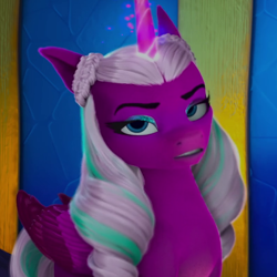 Size: 800x800 | Tagged: safe, screencap, opaline arcana, alicorn, pony, g5, my little pony: make your mark, my little pony: make your mark chapter 2, the cutie mark mix-up, spoiler:g5, spoiler:my little pony: make your mark, spoiler:my little pony: make your mark chapter 2, spoiler:mymc02e05, cropped, female, glowing, glowing horn, horn, mare, solo