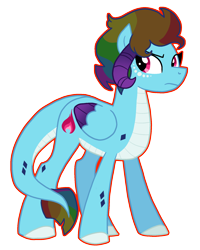 Size: 1536x1923 | Tagged: safe, artist:queertrixie, oc, oc only, oc:pyre burst, dracony, dragon, hybrid, pegasus, pony, female, horns, interspecies offspring, magical lesbian spawn, mare, next generation, offspring, outline, parent:princess ember, parent:rainbow dash, parents:emberdash, simple background, solo, transparent background