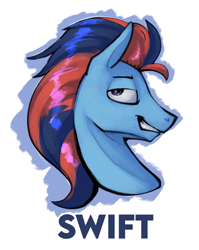Size: 1527x1915 | Tagged: safe, artist:triplesevens, oc, oc only, oc:andrew swiftwing, pony, bust, male, simple background, smiling, solo, white background