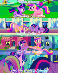 Size: 1920x2400 | Tagged: safe, edit, edited screencap, editor:itsmgh1203, screencap, princess cadance, starlight glimmer, trixie, twilight sparkle, alicorn, pony, unicorn, a canterlot wedding, g4, road to friendship, season 2, season 3, season 6, season 8, the crystal empire, the times they are a changeling, butt, crown, cute, cutedance, female, filly, filly cadance, filly twilight sparkle, foal, frown, jewelry, lovebutt, magic, mare, open mouth, open smile, plot, regalia, smiling, sunshine sunshine, teen princess cadance, telekinesis, text, twiabetes, twibutt, twilight sparkle (alicorn), unicorn twilight, younger