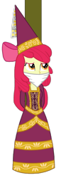 Size: 636x1846 | Tagged: safe, artist:robukun, apple bloom, human, equestria girls, for whom the sweetie belle toils, g4, background removed, beautiful, bondage, bound and gagged, cloth gag, damsel in distress, danger, distressed, gag, hat, help, help me, helpless, hennin, horrified, kidnapped, pole tied, princess, princess apple bloom, rope, rope bondage, scared, simple background, solo, terrified, tied up, transparent background, worried