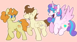 Size: 1842x1003 | Tagged: safe, artist:summersplash, pound cake, princess flurry heart, pumpkin cake, alicorn, earth pony, pegasus, pony, g4, brother and sister, cake twins, female, male, mare, older, older flurry heart, older pound cake, older pumpkin cake, siblings, smiling, spread wings, stallion, twins, wings