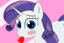 Size: 1950x1308 | Tagged: safe, artist:raritymylove, derpibooru exclusive, rarity, pony, unicorn, g4, blush sticker, blushing, eyelashes, eyeshadow, female, heart, looking at you, loving gaze, makeup, mare, simple background, smiling, smiling at you, solo