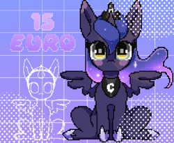 Size: 974x799 | Tagged: safe, artist:rottengotika, princess luna, alicorn, pony, g4, commission, pixel art, solo, your character here