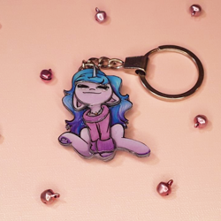 Size: 720x720 | Tagged: safe, artist:made_by_franch, izzy moonbow, pony, unicorn, g5, art, craft, cute, eyes closed, figure, handmade, izzybetes, keychain, smiling, solo, trinket