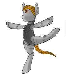 Size: 3000x3508 | Tagged: safe, artist:yognaughtsteve, oc, oc only, pony, robot, robot pony, atomic heart, ballet, bipedal, braid, dancing, high res, simple background, solo, transparent background