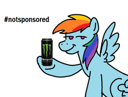 Size: 977x742 | Tagged: safe, artist:queertrixie, derpibooru exclusive, rainbow dash, pegasus, pony, g4, female, mare, monster energy, ms paint, shitposting, simple background, solo, white background
