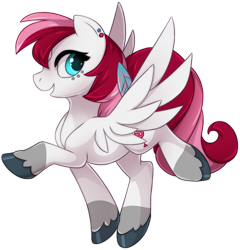 Size: 1380x1437 | Tagged: safe, artist:kamirah, oc, oc only, oc:rouge swirl, pegasus, pony, commission, female, looking at you, mare, pegasus oc, simple background, smiling, solo, spread wings, transparent background, wings