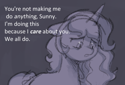 Size: 1036x706 | Tagged: safe, anonymous artist, izzy moonbow, pony, unicorn, series:anorexic sunny, g5, concerned, female, implied sunny starscout, mare, offscreen character, sketch, solo