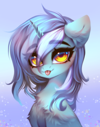 Size: 2400x3043 | Tagged: safe, artist:shenki, lyra heartstrings, pony, unicorn, g4, :p, bust, chest fluff, ear fluff, female, high res, mare, portrait, solo, tongue out