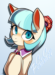 Size: 1388x1896 | Tagged: safe, artist:alexsc112, coco pommel, earth pony, pony, g4, cute, female, gradient background, looking at you, mare, solo