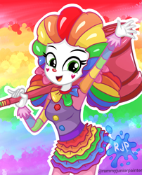 Size: 2015x2490 | Tagged: safe, artist:rjp.rammy, oc, oc:rainella, human, equestria girls, g4, clown, clown makeup, female, high res, mallet, red nose, solo
