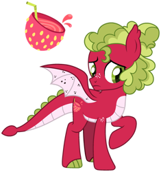 Size: 1024x1088 | Tagged: safe, artist:strawberry-spritz, oc, oc:prickly pear punch, dracony, dragon, hybrid, base used, interspecies offspring, offspring, parent:apple bloom, parent:spike, parents:spikebloom, simple background, solo, transparent background