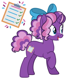 Size: 1024x1180 | Tagged: safe, artist:strawberry-spritz, oc, oc:party planner, pony, unicorn, base used, bow, female, hair bow, magical lesbian spawn, mare, offspring, parent:pinkie pie, parent:twilight sparkle, parents:twinkie, simple background, solo, transparent background