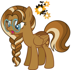 Size: 1024x1013 | Tagged: safe, artist:strawberry-spritz, oc, oc only, oc:poppyseed muffin, pegasus, pony, base used, braid, female, glasses, mare, offspring, parent:derpy hooves, parent:doctor whooves, parents:doctorderpy, simple background, solo, transparent background