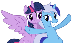 Size: 6000x3576 | Tagged: safe, artist:mrlolkitters17, minuette, twilight sparkle, alicorn, pony, unicorn, amending fences, g4, season 5, arms wide open, cute, duo, duo female, female, grin, looking at each other, looking at someone, minubetes, movie reference, simple background, smiling, spread wings, titanic, transparent background, twiabetes, twilight sparkle (alicorn), vector, wings
