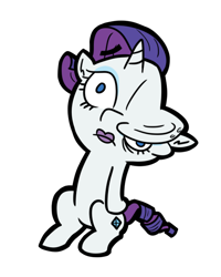Size: 570x711 | Tagged: safe, artist:jargon scott, rarity, pony, unicorn, g4, dent, dented, female, lipstick, mare, simple background, sitting, solo, the fairly oddparents, white background, why, wtf