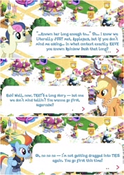 Size: 1450x2048 | Tagged: safe, artist:krystaihuntress, gameloft, applejack, lyra heartstrings, rainbow dash, earth pony, pegasus, pony, g4, my little pony: magic princess, official, the last problem, applejack's hat, clothes, cowboy hat, dialogue, dialogue box, game, hat, jacket, older, older applejack, older rainbow dash, scarf, shipping fuel