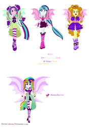 Size: 1144x1630 | Tagged: safe, artist:prettycelestia, adagio dazzle, aria blaze, sonata dusk, oc, oc:alexandria star, siren, equestria girls, g4, boots, disguise, disguised siren, fusion, fusion:adagio dazzle, fusion:aria blaze, fusion:arisonagio, fusion:sonata dusk, gem, high heel boots, multicolored hair, multiple arms, ponied up, shoes, simple background, siren gem, sirenified, species swap, the dazzlings, white background