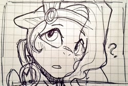 Size: 1024x692 | Tagged: safe, artist:maren, pipp petals, pegasus, pony, g5, :o, female, graph paper, mare, open mouth, question mark, solo, traditional art