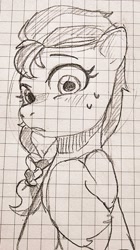 Size: 575x1024 | Tagged: safe, artist:maren, sunny starscout, earth pony, pony, g5, female, graph paper, mare, raised hoof, sketch, solo, traditional art