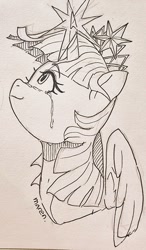 Size: 597x1024 | Tagged: safe, artist:maren, twilight sparkle, alicorn, pony, g4, crown, crying, female, glowing, glowing horn, horn, jewelry, looking at you, magic, mare, open mouth, regalia, solo, tears of joy, traditional art, twilight sparkle (alicorn)