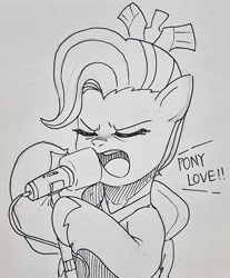 Size: 847x1024 | Tagged: safe, artist:maren, queen haven, pegasus, pony, g5, eyes closed, female, mare, microphone, open mouth, singing, solo