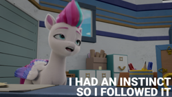 Size: 1920x1080 | Tagged: safe, edit, edited screencap, editor:quoterific, screencap, zipp storm, pegasus, pony, g5, make your mark, my little pony: make your mark, spoiler:my little pony: make your mark, dialogue, female, looking up, mare, quote, solo, text